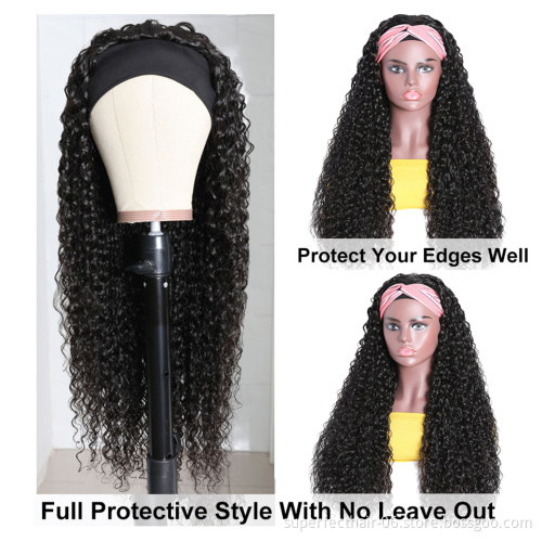Handband  human hair headband wig kinky curly 613 wig with handband wig
